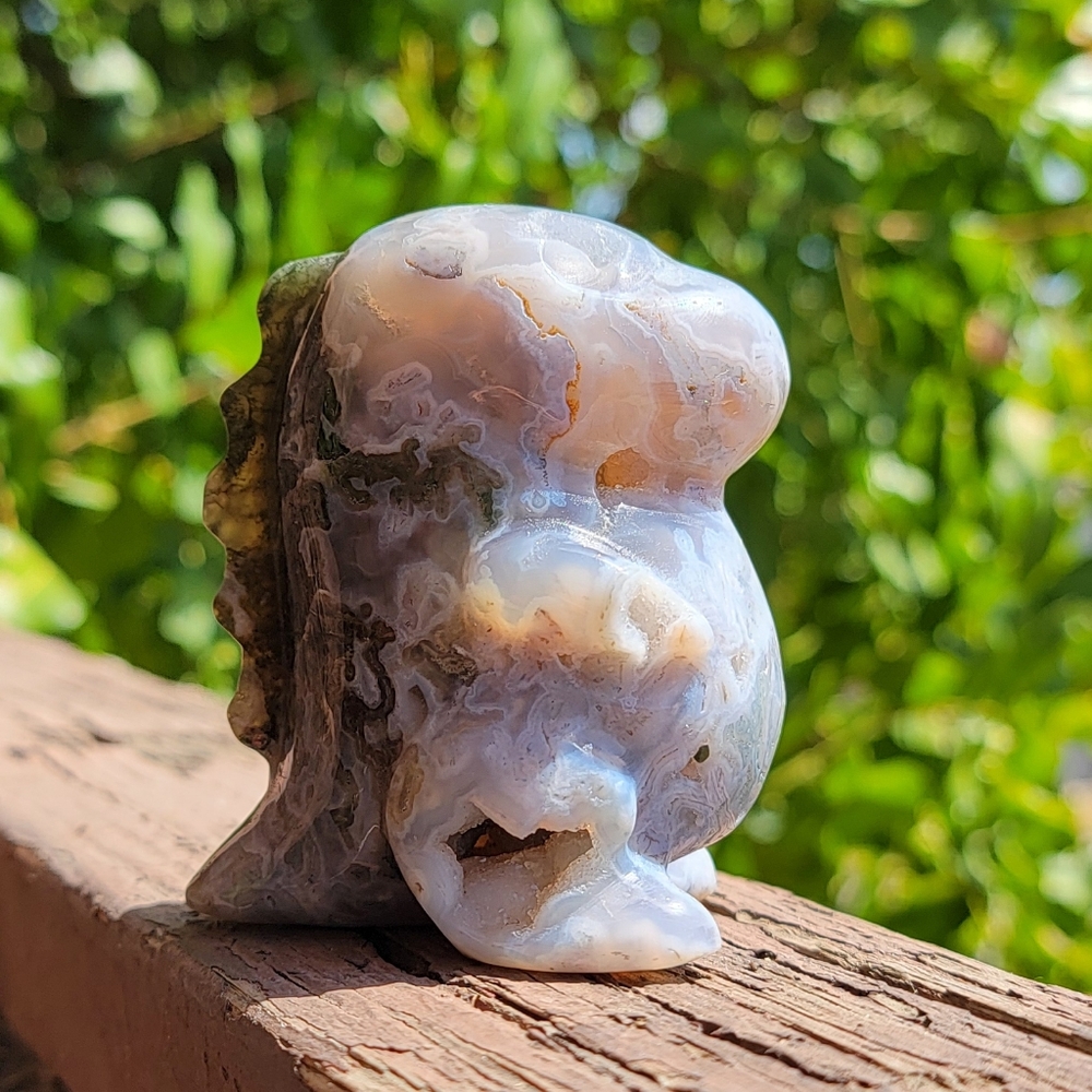 (A) 2.5" x 3" CHUBBY MOSS AGATE DINO